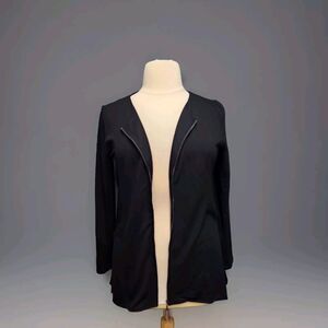 Soft Surroundings Size Large Black Knit Lightweight Peplum Back Cardigan Jacket